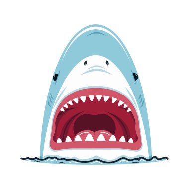 Ağzı açık bir köpekbalığı çizgi filmi.