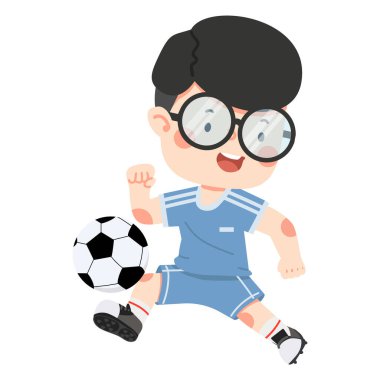 küçük oğlan tekme futbol topu