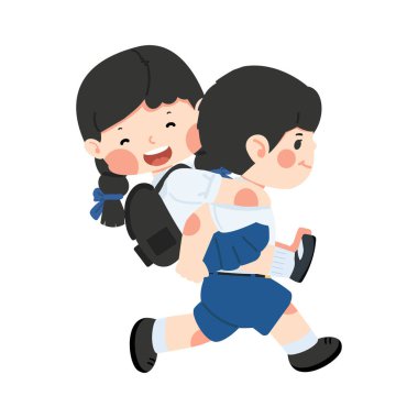 Çocuklar, kızlar erkekleri sırtında taşır.