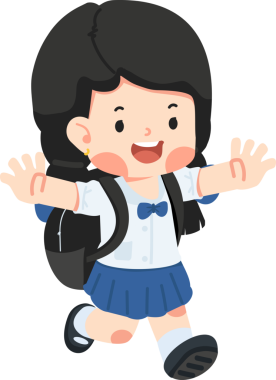 Mutlu çocuk okula gidiyor.