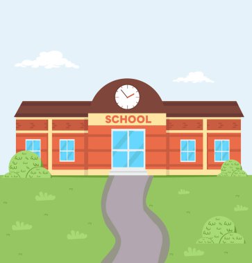 Yeşil bahçeli okul binası