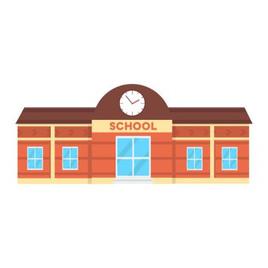 büyük okul binası çizimi düz tasarım