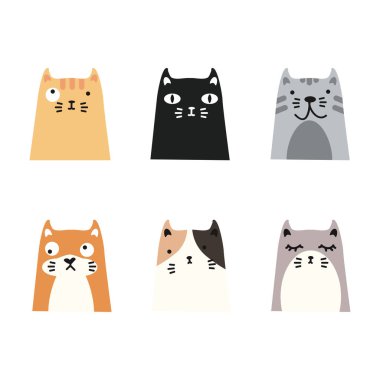 El yapımı kedi kafası koleksiyonu.