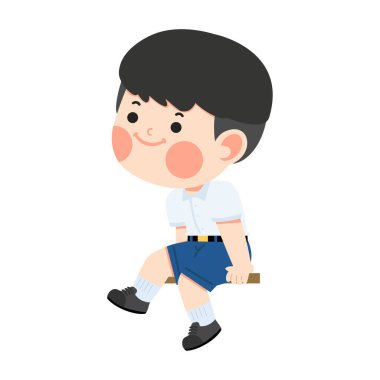 Masasında oturan sevimli öğrenci.