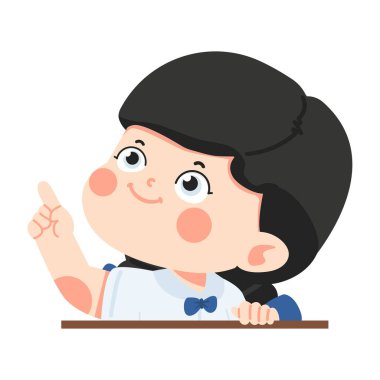 Öğrenci kız işaret ediyor. 