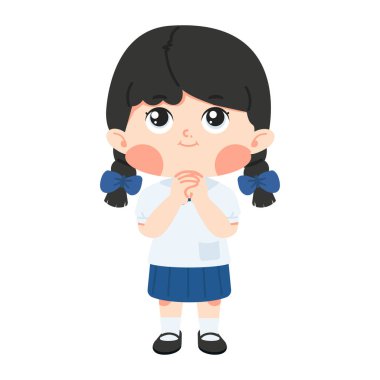 Küçük çocuk umut çizgi filmi için dua ediyor.