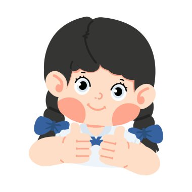 Kız öğrenci başparmak işareti yapıyor.