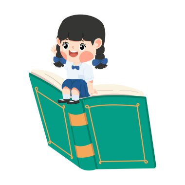 Dev Kitabın Üzerinde Oturan Kız