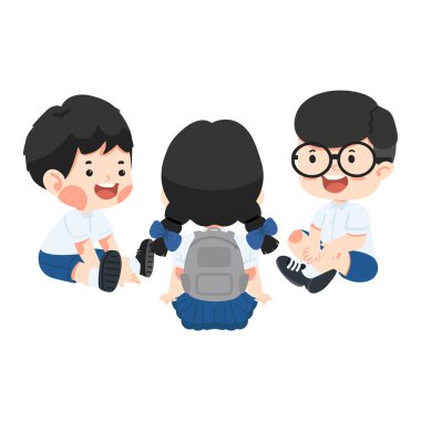 Mutlu ve neşeli çocuklar bir çember içinde oturuyor.