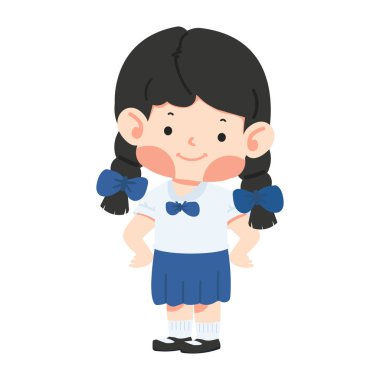 Kız öğrenci karakteri çizgi filmi