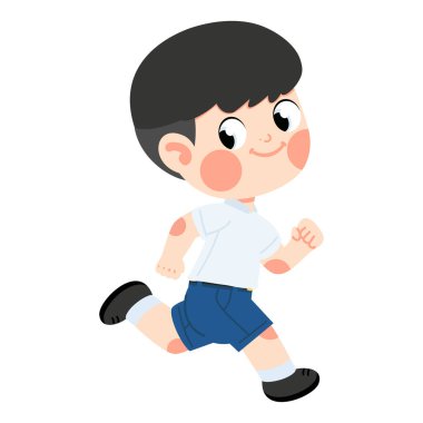 Çocuk okula koşuyor.