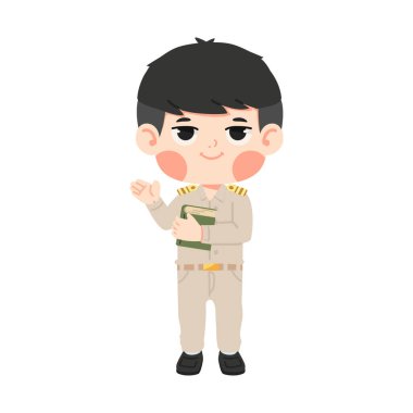 Taylandlı öğretmen elinde kitap tutuyor.