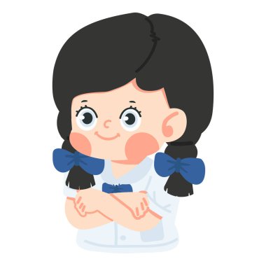 Kız öğrenci kollarını kavuşturuyor.