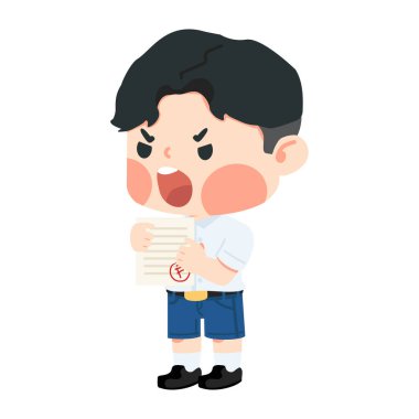  Erkek öğrenci sınavdan kötü not aldığı için kızgın.