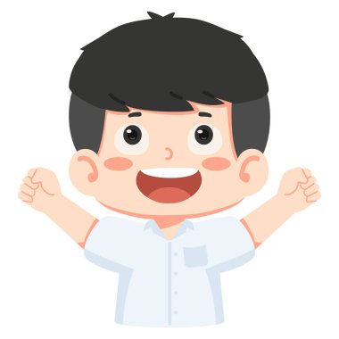 Heyecan içinde kollarını kaldıran neşeli bir öğrenci.