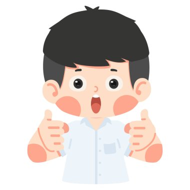 Çocuk öğrenci başparmağını kaldırdı.