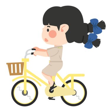 Bisiklet süren sevimli öğretmen.