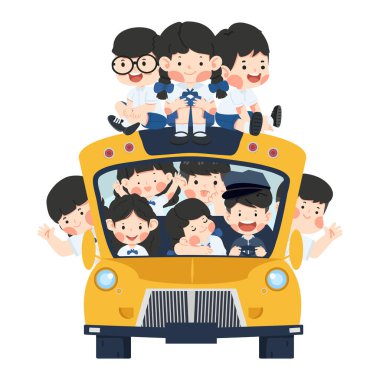 Okul otobüsünde çocuklarla okula dönmek.