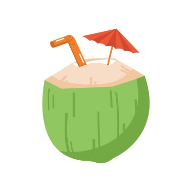 Saman ve şemsiyeli hindistan cevizi kokteylleri