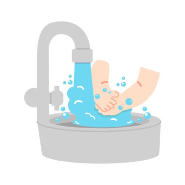 Lavaboda ellerini yıkıyorsun.