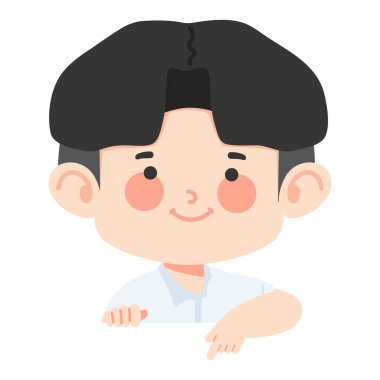 Sevimli çocuk çizgi filmi işaret ediyor.