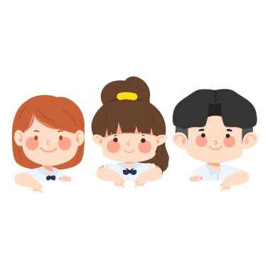 Çizgi filmi işaret eden sevimli çocuklar.