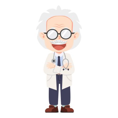 Steteskoplu yaşlı adam kıdemli doktor.