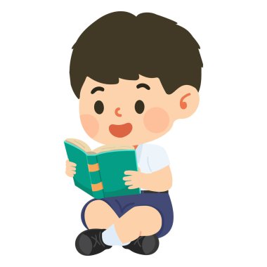 Kitap okuyan bir çocuğun canlandırması.