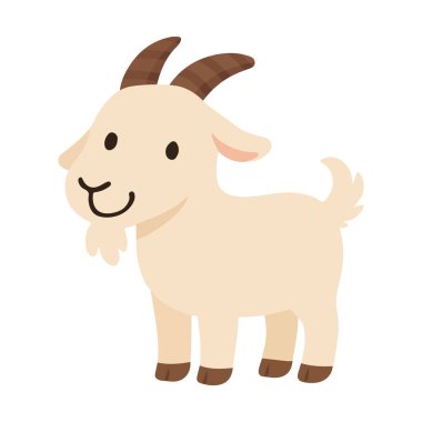 Çizgi film keçisi beyaz arkaplan vektörü üzerinde izole