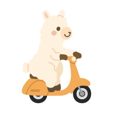 Çizgi film Llama Sürücü Scooter Çizim hızı