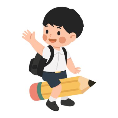 Koca Kalem Çizgifilmine Binen Okul Çocuğu