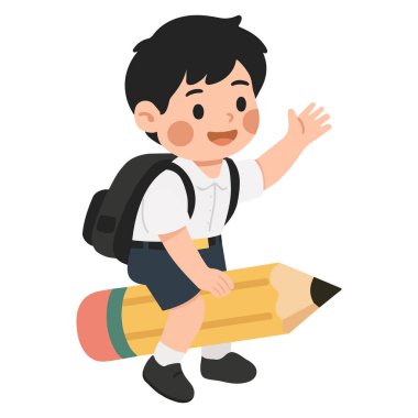 Okul çocuğu Binicisi Kalem karikatürü