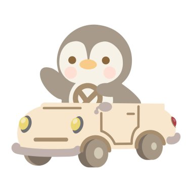 Penguen Araba Resmini Sürüyor