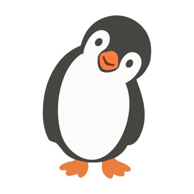 Sevimli Penguen Karakteri Clipart Design düz