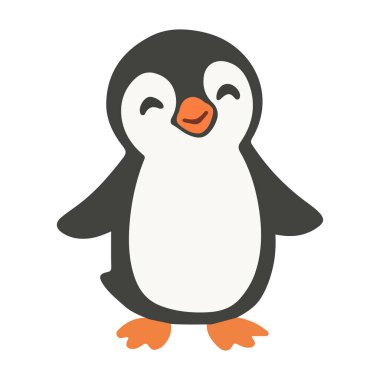 Gülümseyen Penguen Doodle Karakter Tasarımı