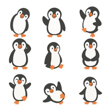  Çizgi film Penguen Doodle Clipart Koleksiyonu