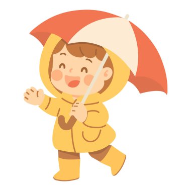 Yağmurluk çizgi filminde Şemsiyeli Çocuk