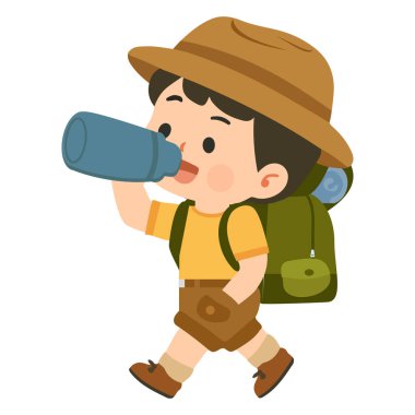  Erkek Kâşif Su İçen Çizgi Film Düzlüğü