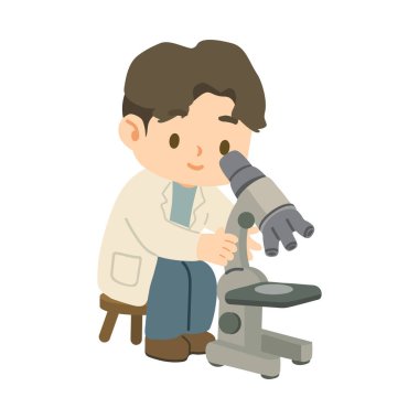 Mikroskop Illustration dairesi olan çizgi film bilimcisi