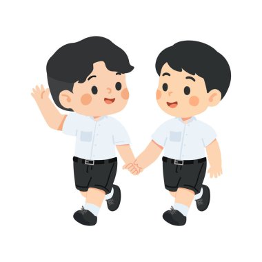 El ele tutuşan iki çocuğun resmi.