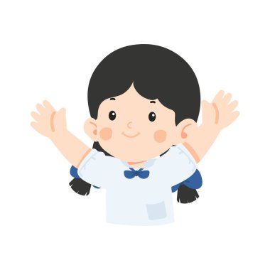 Kolları Yukarı Kalkık Liseli Kız İllüstrasyonu