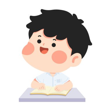 Ev ödevi yapan tatlı öğrenci.