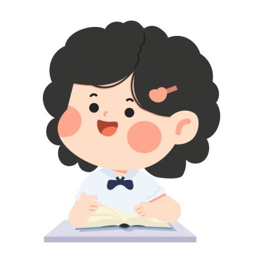 Küçük Kız Düz Vektör Öğreniyor