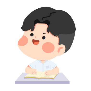 Çizgi film stili okuyan küçük çocuk.