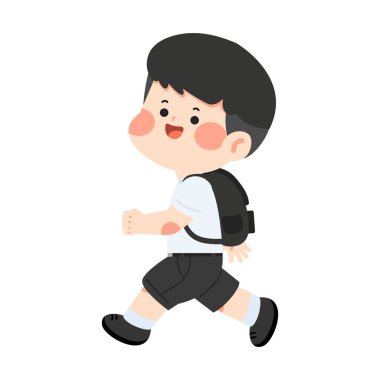 Küçük çocuk okula gidiyor.