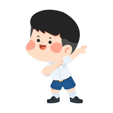 Çizgi Çocuk Okul Üniformalı Düz Çizgi Roman