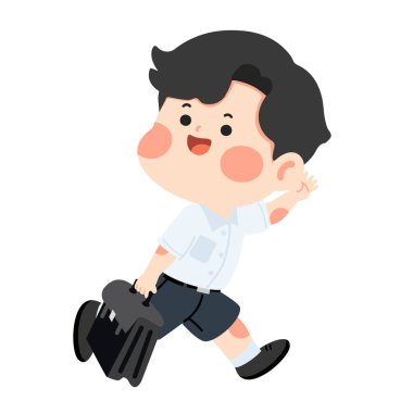 Okul çocuğu üniformalı, çizgi film karakteri.