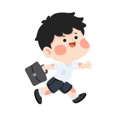 Okul çocuğu üniformalı çizgi film karakteri