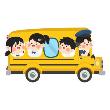 Okul servisine binen Öğrencilerin Çizimi