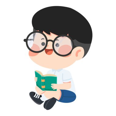 Çizgi filmci çocuk kitap okuyor.